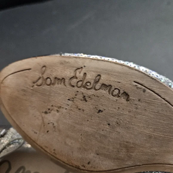 Sam Edelman Metallic Silver Loafers with Bow Accent - Picture 10 of 11